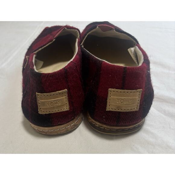 Toms Women's Buffalo Plaid Flannel Alpargata Slip Ons Red Black Size 7 Classic - Picture 3 of 5